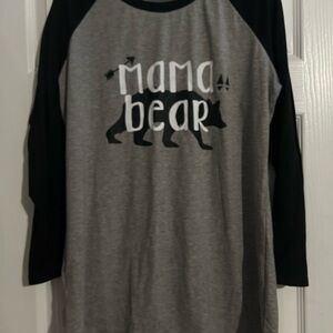 Gray and Black Mama Bear Long Sleeve Tee